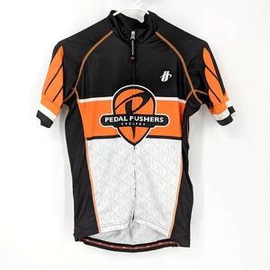 Hincapie Pedal Pushers Cyclery Short Sleeve Cycling Jersey Black Orange Size S